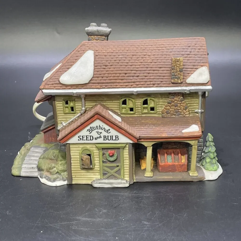 1992 Dept 56 New England Christmas Village Bluebird Seed and Bulb #56421 Works